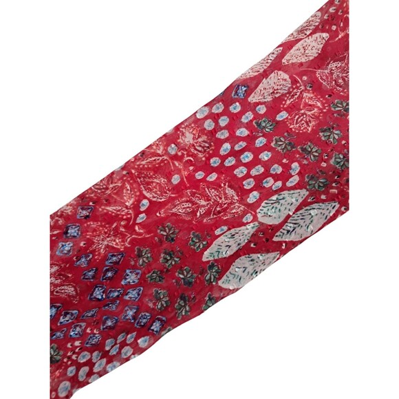 Loft Garden Smocked Bodice Tiered Maxi Dress Red Boho Fall Women's 12 Petite‎ - Picture 6 of 16